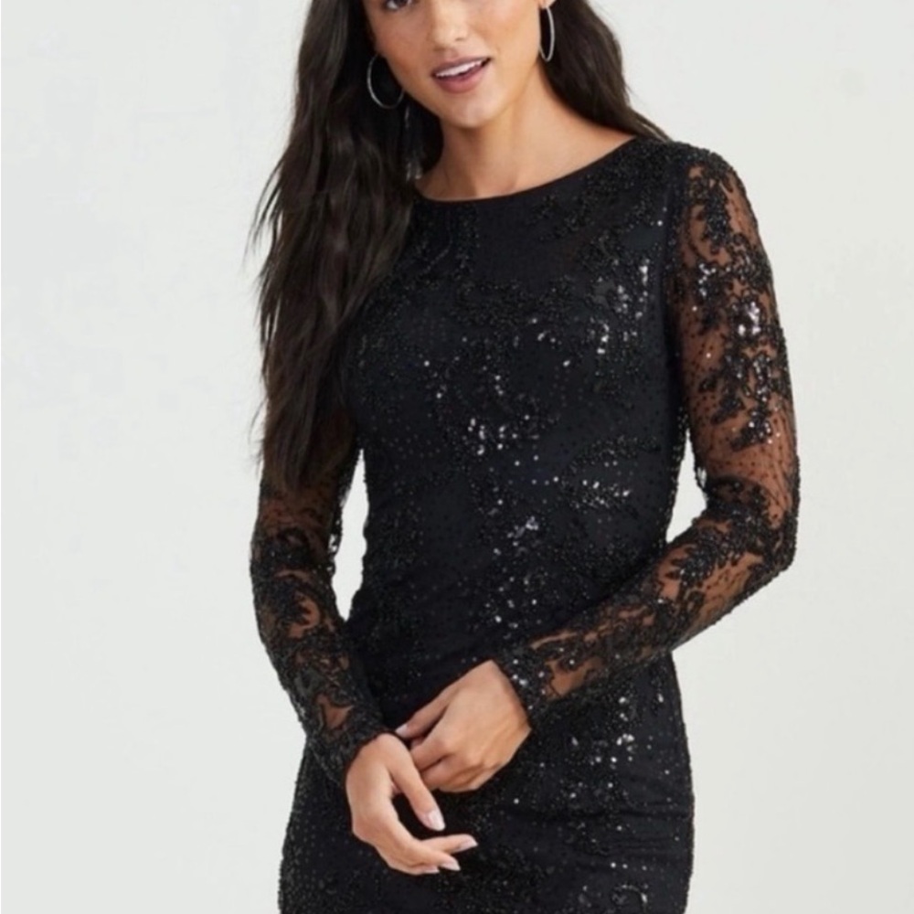 Altrd State Elegant Black Sequin Lace Dress